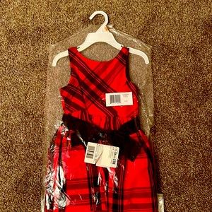 Polo red and black Christmas dress with bow. 2T never worn new with tags